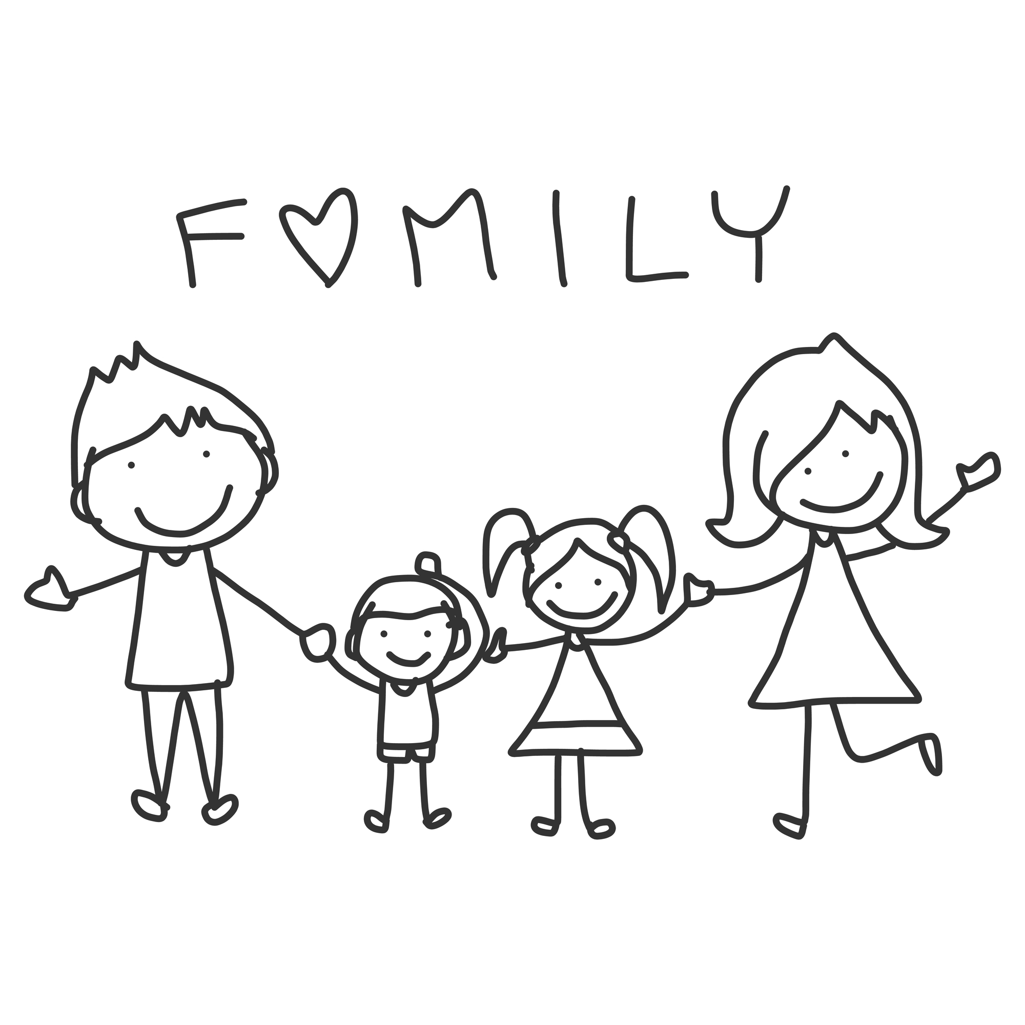 hand drawing cartoon happy family - Organized For Life