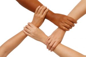 Hand coordination ,Multiracial hands holding each other in unity